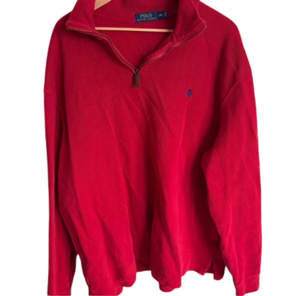 Polo Ralph Lauren Sweater Red 1/4 Zip Pullover Estate Ribbed Mens XXL